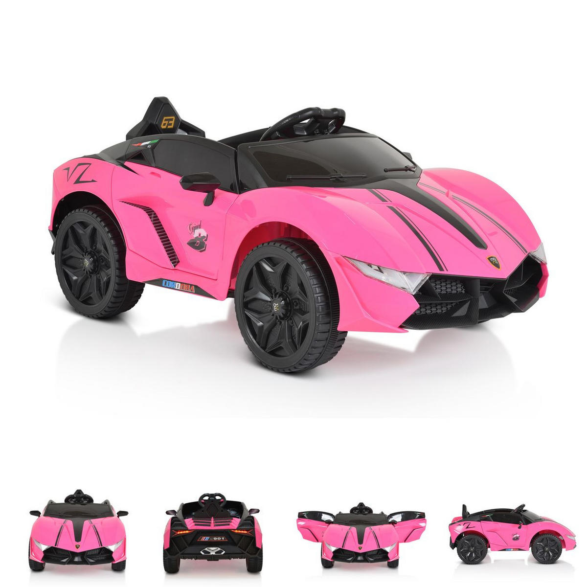 ELEKTROAUTO Cordoba MP3 Anschluss, Fernbedienung, Gurt, Bluetooth - Rosa, Kunststoff (113/66/47cm) - Moni
