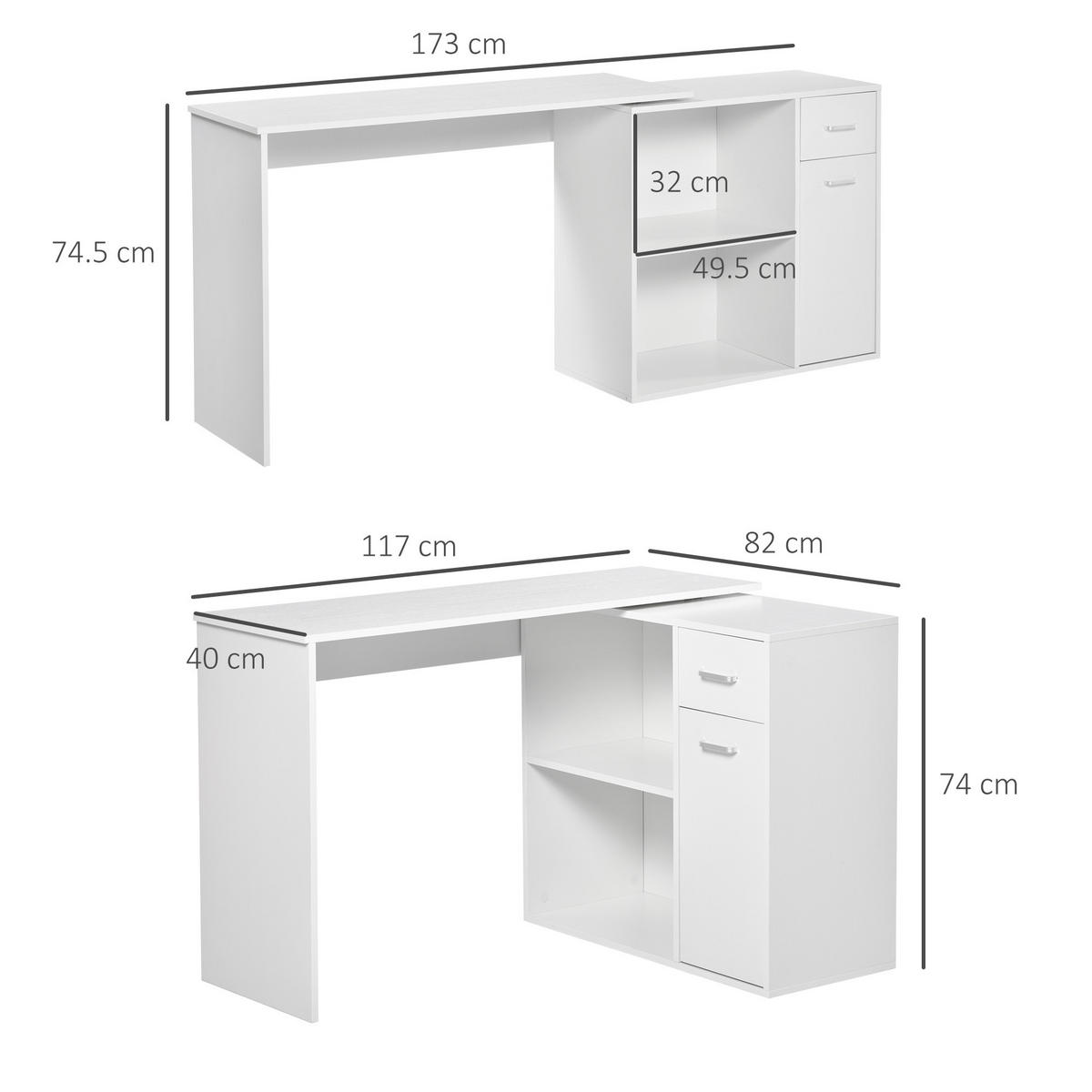 ECKSCHREIBTISCH Weiß 1 Stück - Weiß, Holzwerkstoff (117/82/74cm) - GiPP
