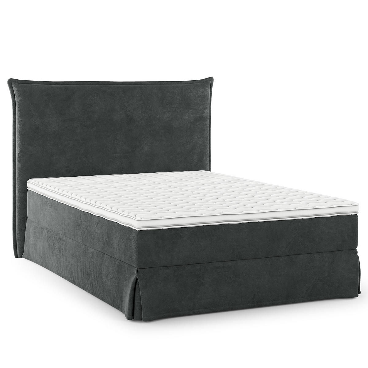BOXSPRINGBETT mit Husse - Dunkelblau, Textil (140/200cm) - home24