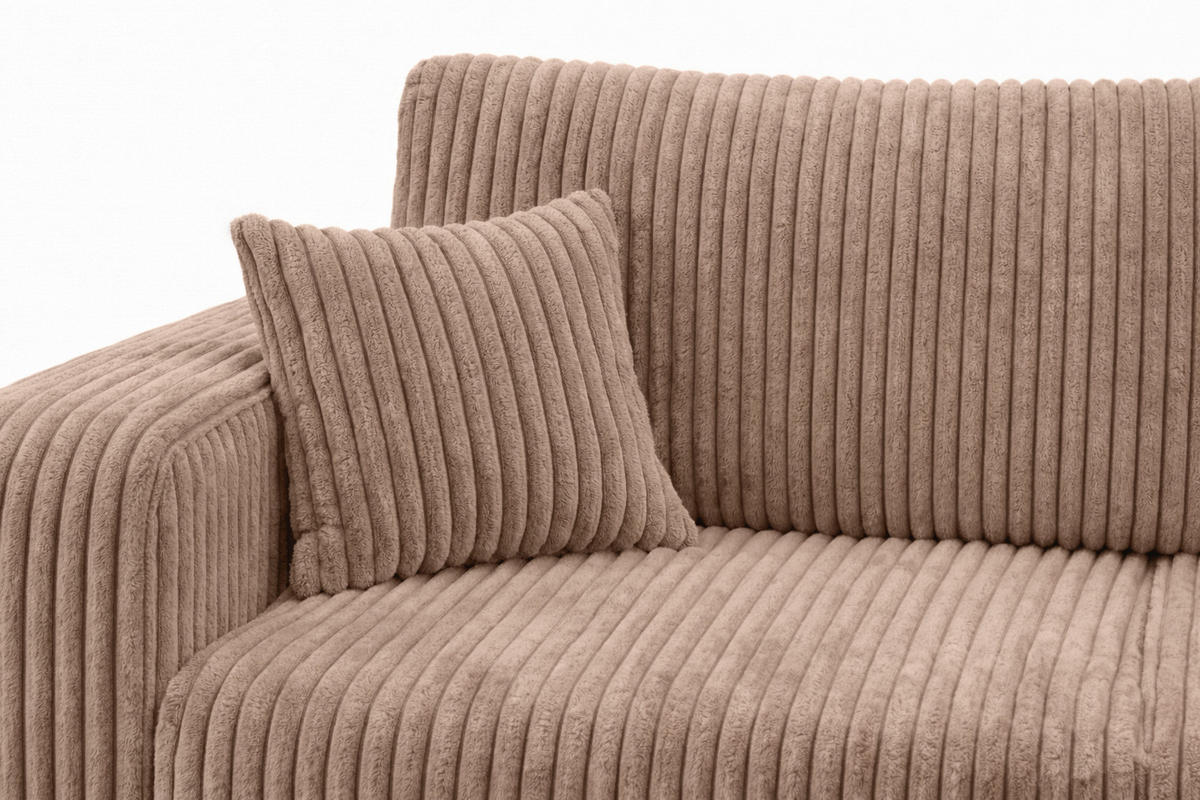ECKSOFA Mit Schlaffunktion, Cordstoff Tilia, Braun, Rechts, ROUND ONE XL - Braun, Holz (271/175cm) - Kaiser Möbel