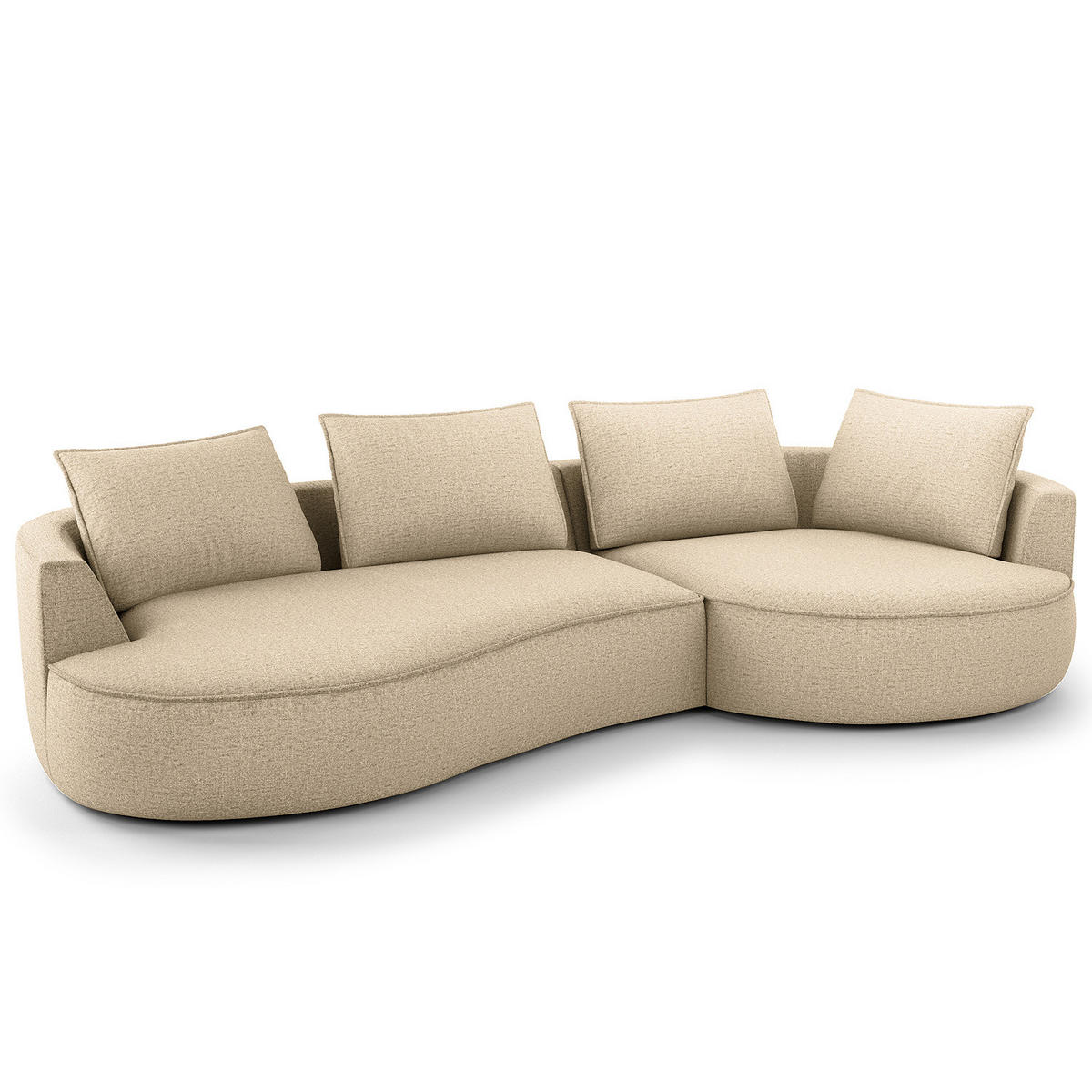 BIGSOFA - Taupe/Schwarz, Kunststoff/Textil (322/82/154cm) - home24