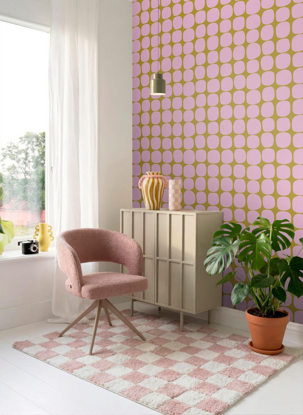 TAPETE grafisches Motiv 50 x 900 cm - Lila, Papier (50/0.1cm) - ESTAhome