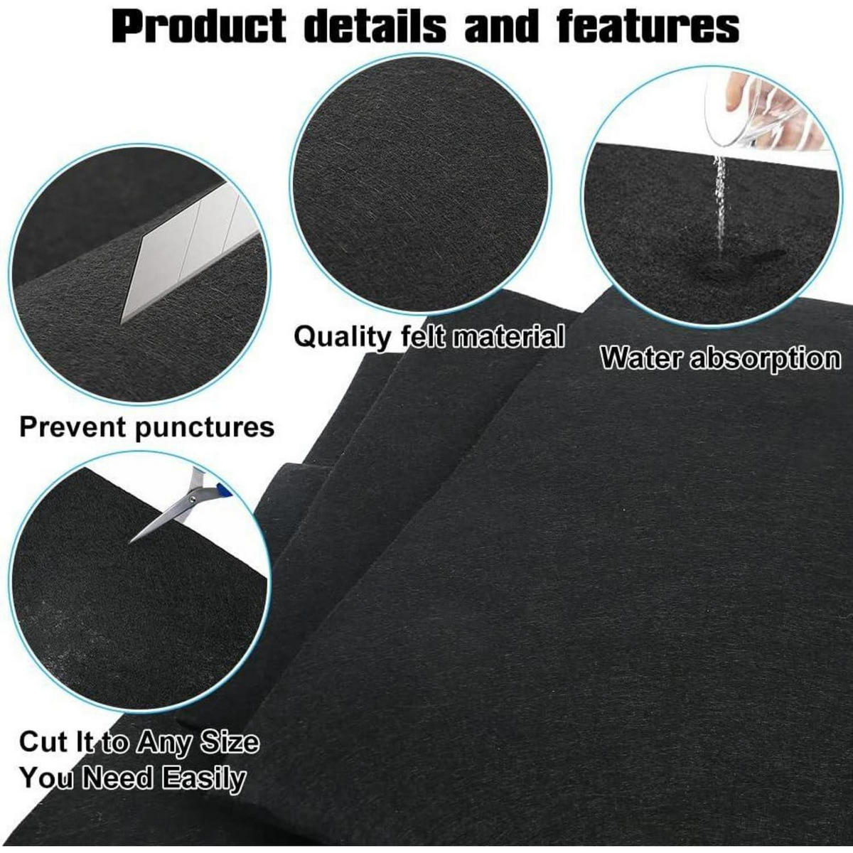 POOL Bodenplane Rund 4 m Filz - Schwarz, Textil (400/400cm)