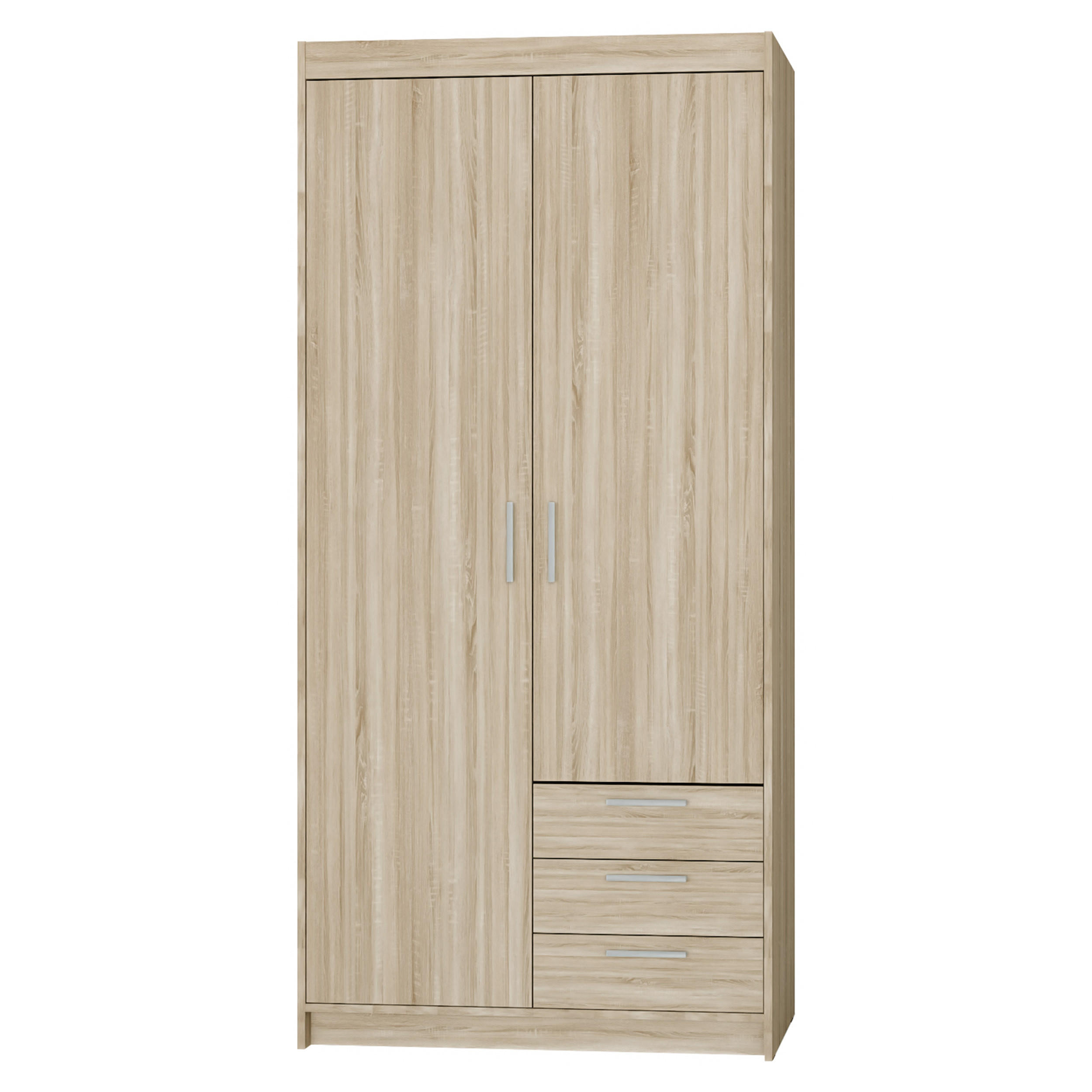 KLEIDERSCHRANK Storicos Sonoma Eiche 89,7/190,5/53 cm - 2T3S Modern mit Schubladen - Beige, Holzwerkstoff/Kunststoff (89.8/190.5/53cm) - AX Living
