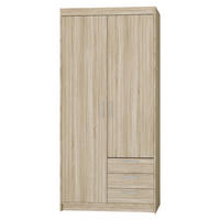 KLEIDERSCHRANK Storicos Sonoma Eiche 89,7/190,5/53 cm - 2T3S Modern mit Schubladen - Beige, Holzwerkstoff/Kunststoff (89.8/190.5/53cm) - AX Living