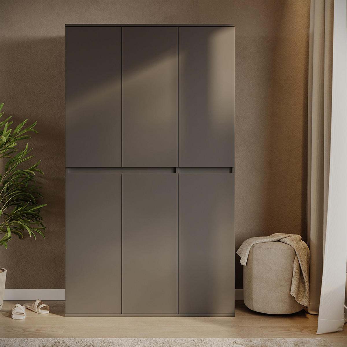 KLEIDERSCHRANK Claus Anthrazit 111 x 191.5 cm mit 6 Türen - Anthrazit, Holzwerkstoff (111/191.5/40cm) - Vicco