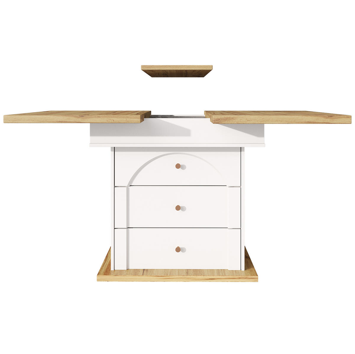 ESSTISCH 110-140/80/75 cm in Weiß/Natur mit Stauraum und Klapptür - Weiß, Holzwerkstoff (140/80/75cm) - Flora Grace