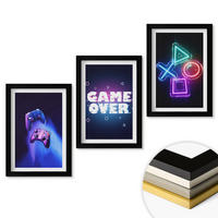 WANDBILDER 3er-Set - 20x30 cm Schwarzer Rahmen - Game Over Gamepads - Schwarz, Kunststoff (20/30cm) - ArtPrintCave