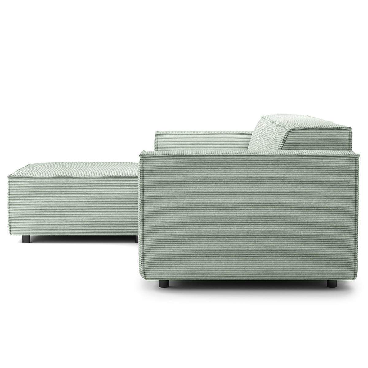 ECKSOFA mit Longchair - Schwarz/Mintgrün, Kunststoff/Textil (260/177cm) - home24