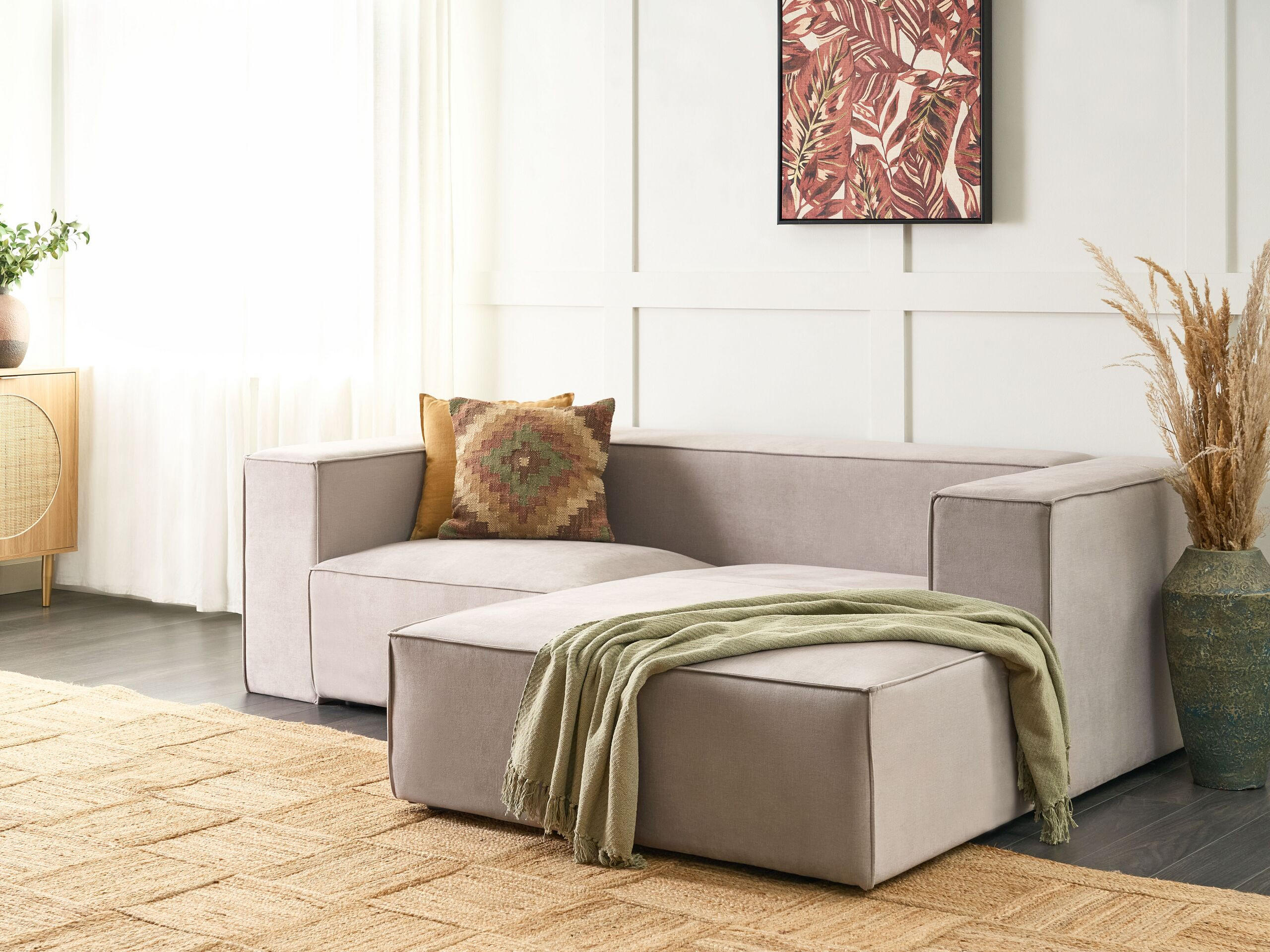 2-SITZER-ECKSOFA Samtstoff taupe rechtsseitig Vernon - Taupe, Textil (236/175cm) - Beliani