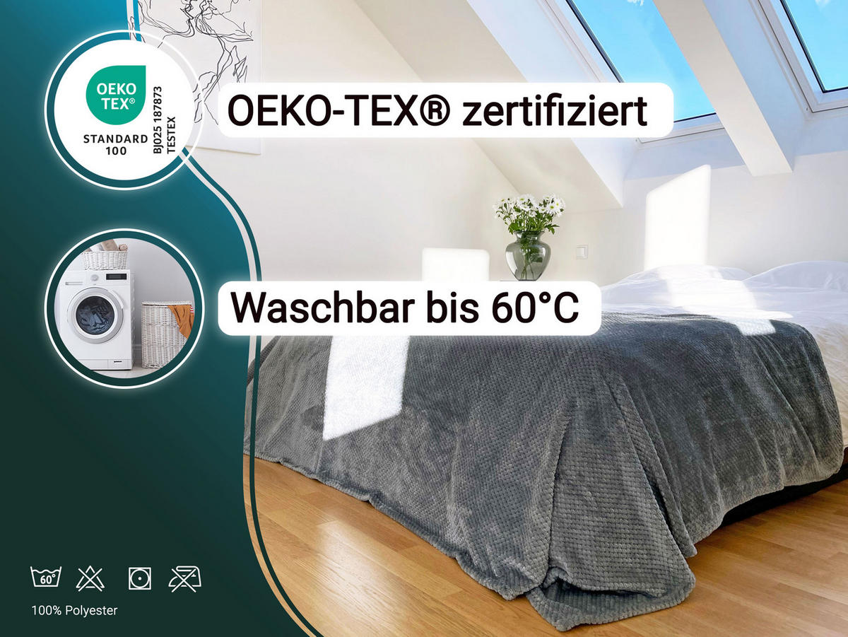 KUSCHELDECKE, 150x200 cm, 100% Polyester, Grau - Dunkelgrau, Textil (150/200cm) - Zollner