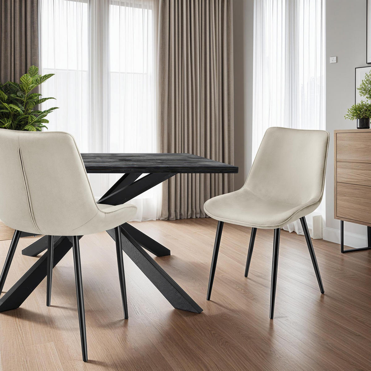 STUHL 8er Set Monroe 48 x 59 x 82 5 cm creme - Creme, Kunststoff (48/82.5/59cm) - tectake