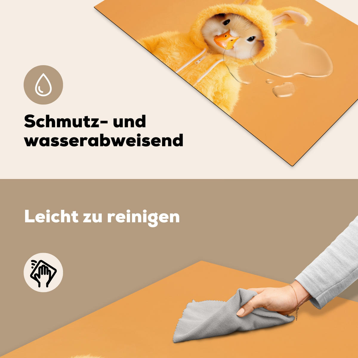 HERDABDECKPLATTE Osterhase - Kostüm - Ente Induktionsschutz 91.2x52 cm - Gelb, Kunststoff (91.2/52/0.2cm) - MuchoWow