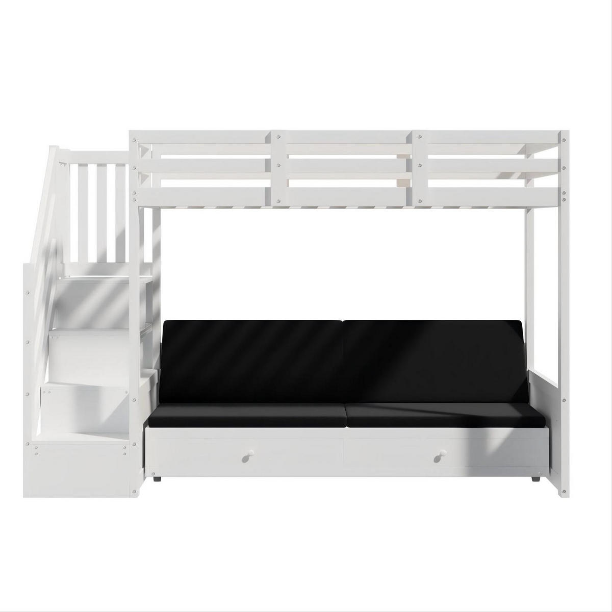 ETAGENBETT 90/200 cm Weiß mit Lattenrost und Treppenschrank - Weiß, Holz (90/200cm) - MIVRAY