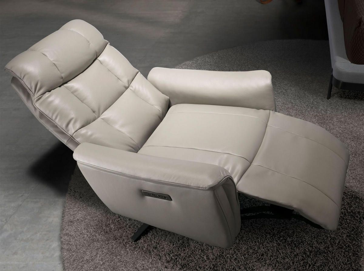 FERNSEHSESSEL Grauer Leder-Drehsessel 85/80/106 cm - Schwarz/Grau, Leder (85/106/80cm) - ANGEL CERDA