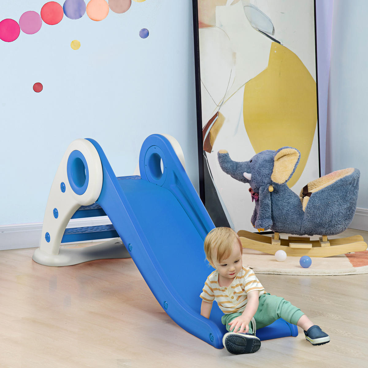 KINDERRUTSCHE DE-17951 klappbar für Kleinkinder, HDPE Blau - Blau, Kunststoff (50/56/120cm) - ComfortXL