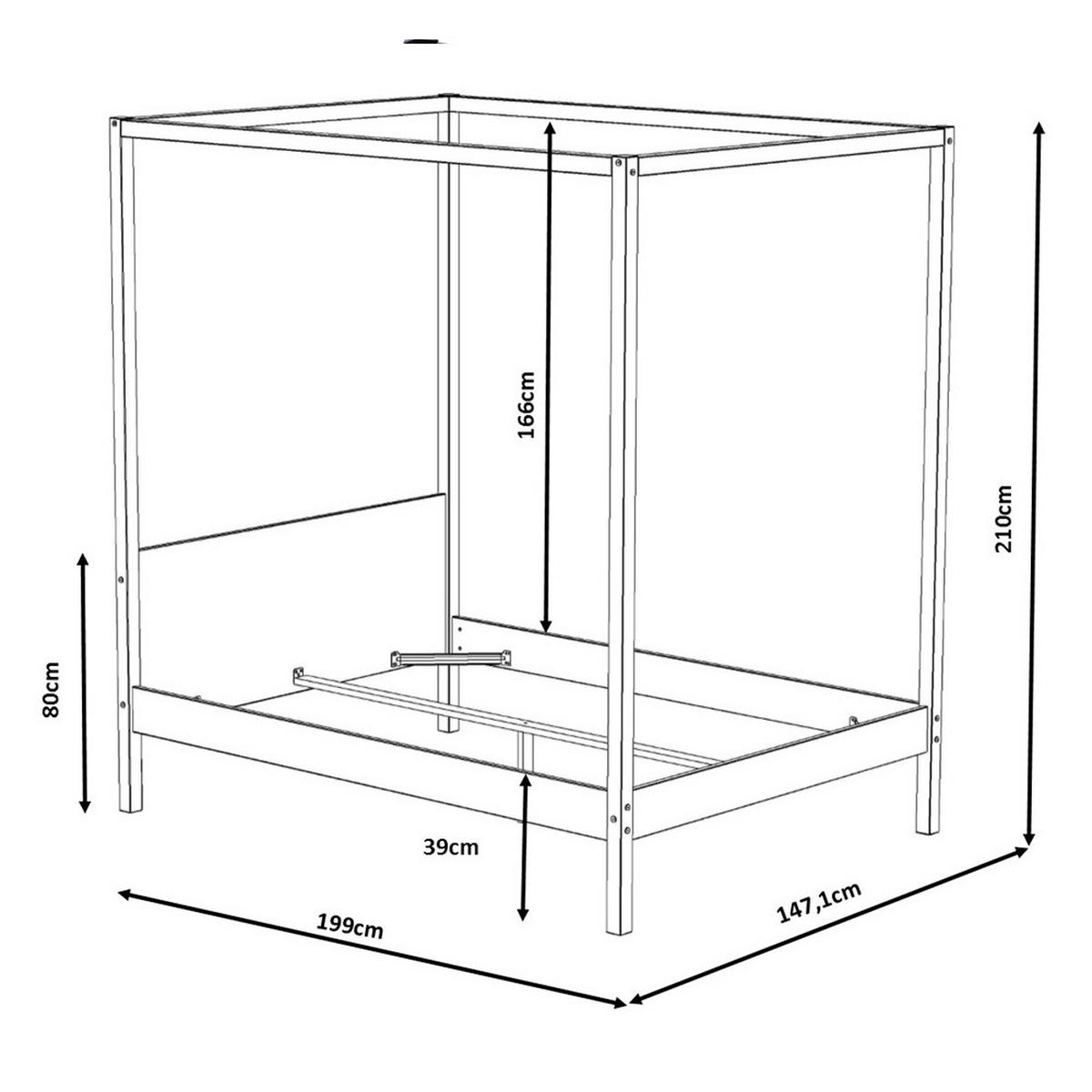 HIMMELBETT ROMANCE / Bett 160x200 - Schwarz - Schwarz, Holzwerkstoff (160/200cm) - Weber Industries