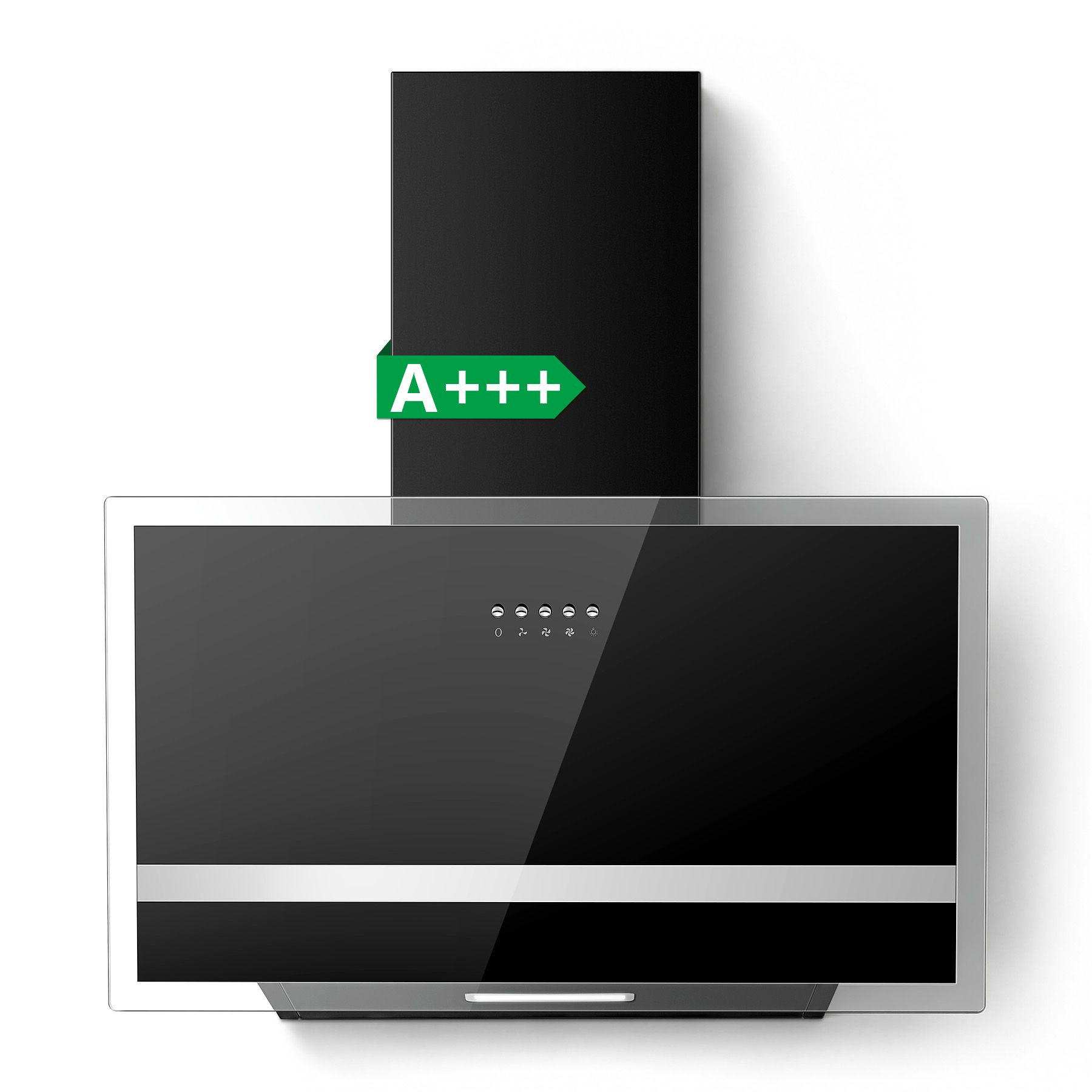 DUNSTABZUGSHAUBE Schwarz mit LED-Beleuchtung, Filter, Umluftfunktion - Schwarz, Metall (40.51/47.01/65.5cm) - Korfee