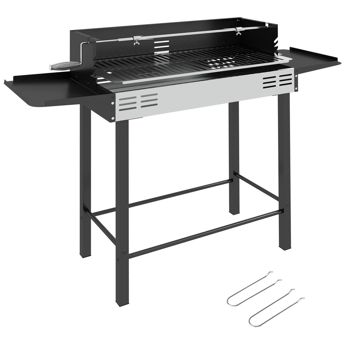 HOLZKOHLEGRILL - Schwarz, Metall (32/90/118cm) - Outsunny