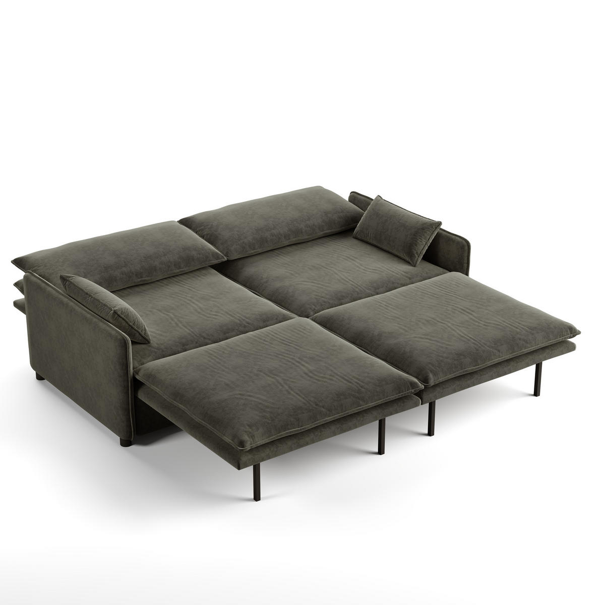 SCHLAFSOFA 3-Sitzer Chenille Wolken-Sofa mit Bettkasten Ausziehbar 206cm - Dunkelgrau, Textil (206/86/91cm) - Urban Meuble