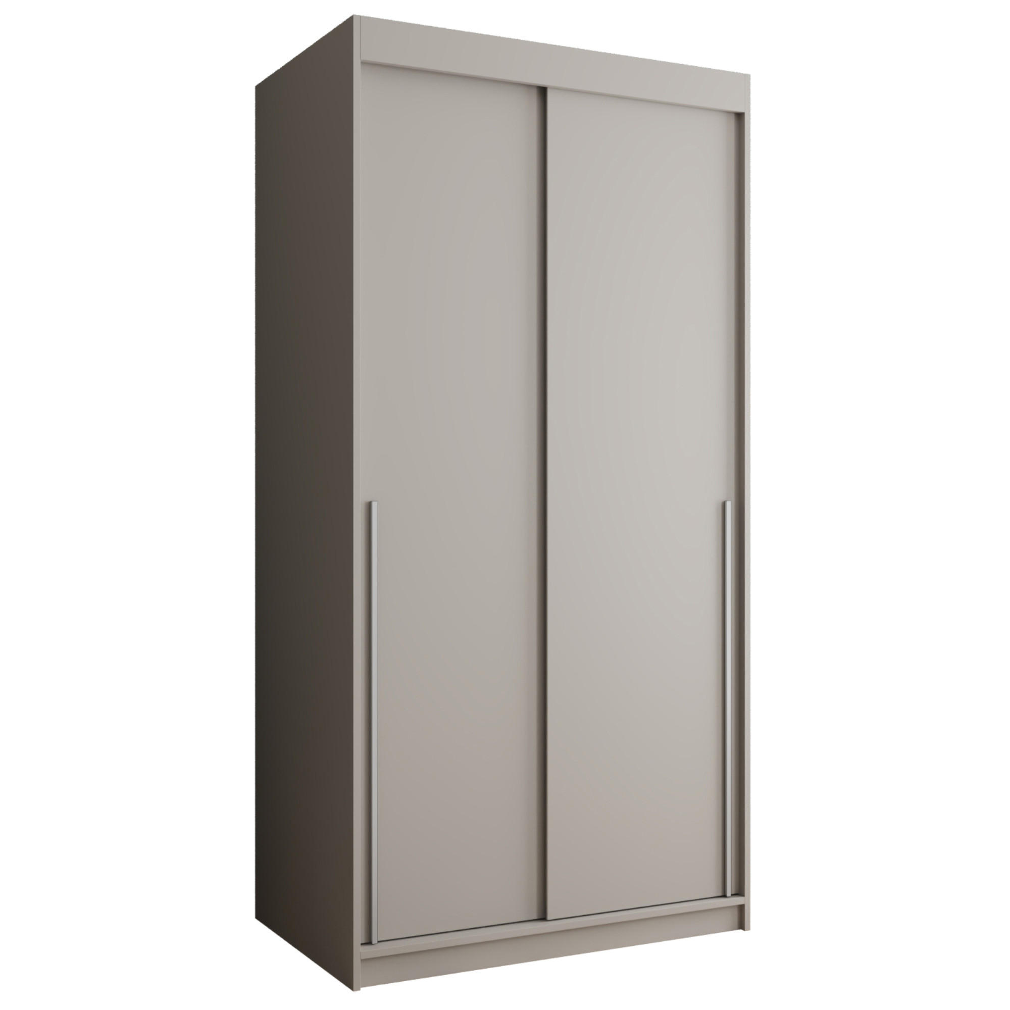 SCHIEBETÜRENSCHRANK 100 cm Breite Kaschmir mit silbernem Griff - Kaschmir/Silberfarben, Holzwerkstoff (100/200/62cm) - Home Collective