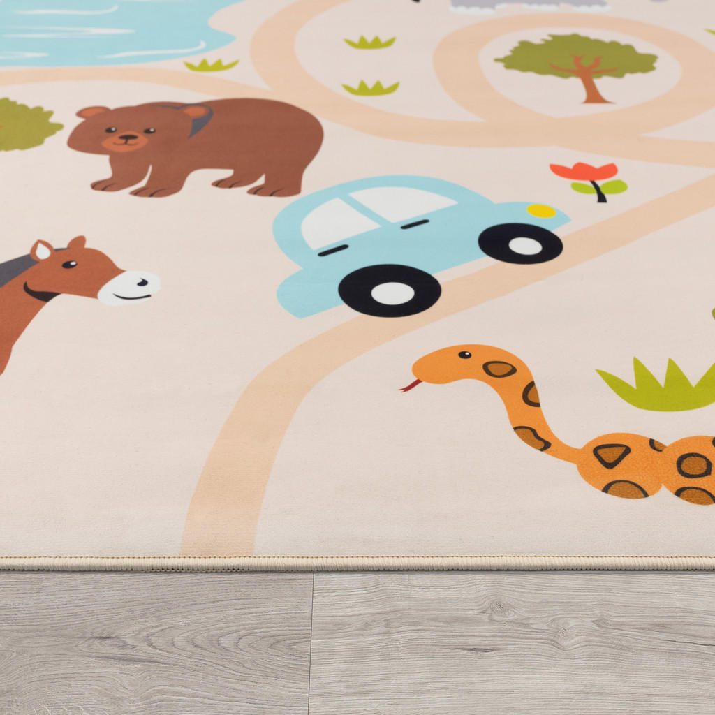 Thumbnail - Paco Home Kinderteppich, Mehrfarbig, Textil, Rechteckig, 140x200 cm, strapazierfähig, für Fußbodenheizung geeignet, Tepp...