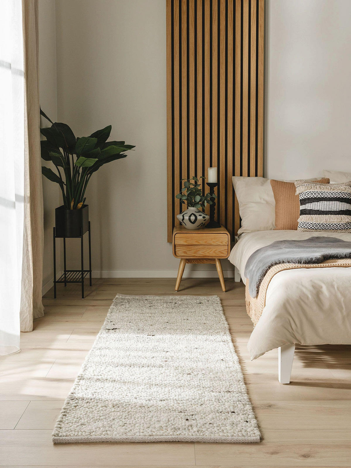 WOLLTEPPICH Finn Ivory Hellgrau 70x200 cm - Creme, Textil (70/200cm) - benuta Pure