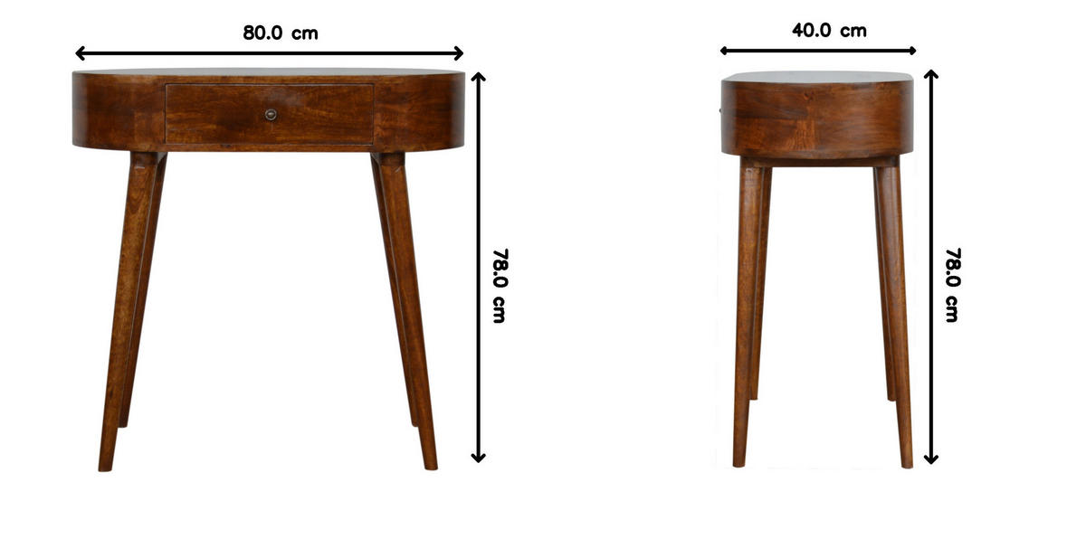 KONSOLENTISCH im Kastanienholz-Finish aus MassivholZ, 1 Schublade, Nordische Beine - Messingfarben/Braun, Holz/Metall (40/80/78cm) - Artisan Furniture