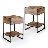 NACHTTISCH Fyrk Antikholz 43.5 x 66 cm 2er Set - Eichefarben/Schwarz, Holzwerkstoff (43.5/66/43.5cm) - Vicco
