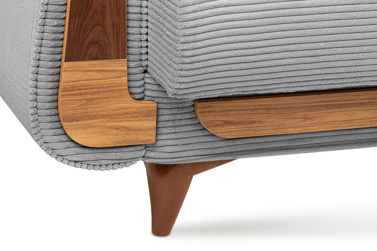 3-SITZER-SCHLAFSOFA GUSTAVO II mit Armlehnen, Hellgrau - Hellgrau, Holz/Holzwerkstoff (230/98/98cm) - KONSIMO®