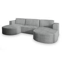 ROHOVÁ SEDAČKA VEZZO světle šedá - šedá/světle šedá, dřevo/textil (347/174cm) - MASSENO