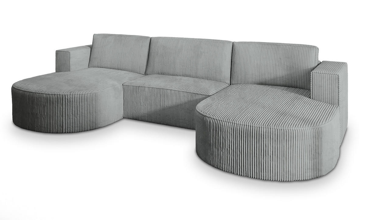 ROHOVÁ SEDAČKA VEZZO světle šedá - šedá/světle šedá, dřevo/textil (347/174cm) - MASSENO