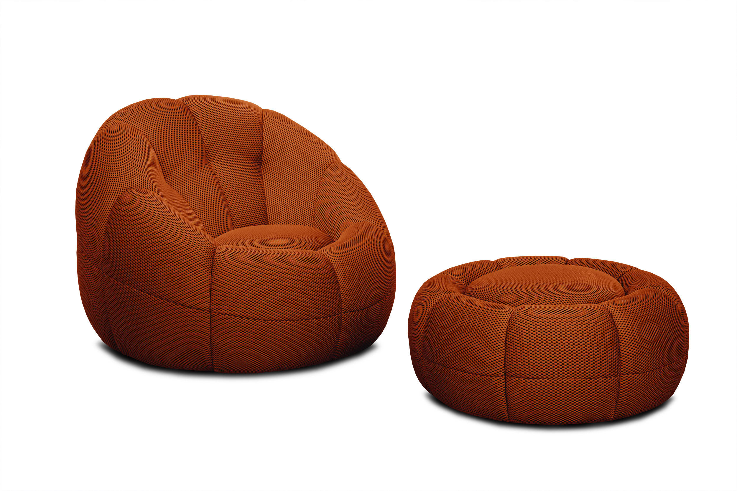 SESSEL UND POUF FIGO UND FAGO, dunkelorange - Dunkelorange, Holzwerkstoff/Textil (104/83/104cm) - Courtois Laville