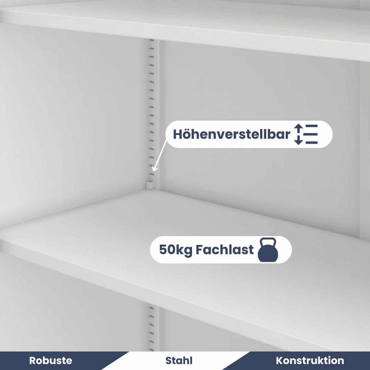 AKTENSCHRANK abschließbar ROLF mit Schiebetüren 185x90x40cm Weiß - Weiß, Metall (90/185/40cm) - DELUKE