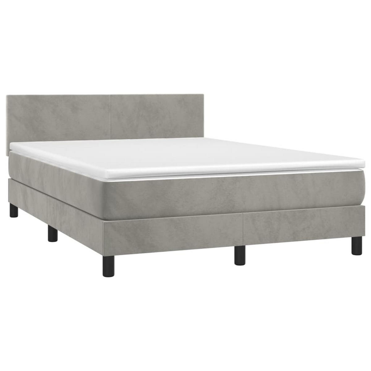 BOXSPRINGBETT 140/200 Cm Grau Samt - Grau, Textil (144/203cm) - vidaXL