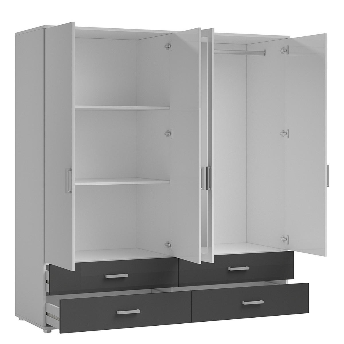 DREHTÜRENSCHRANK mit Spiegeltüren - Silberfarben/Graphitfarben, Holzwerkstoff/Kunststoff (180/190/51cm) - home24