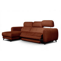 ECKSOFA SVEN 3-Sitzer, 1 Relax XL, verstellbare Kopfstützen, rot - Rot/Schwarz, Holzwerkstoff/Textil (256/163cm) - Courtois Laville