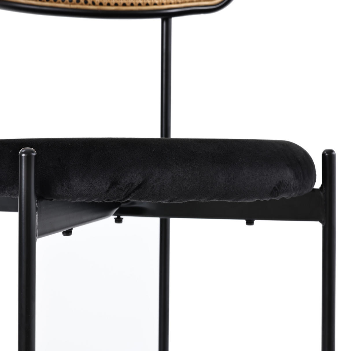 ESSZIMMERSTUHL 4er-Set mit Rattan-Rückenlehne Samt Black - Schwarz, Metall (40/75/45.1cm) - Meubliv
