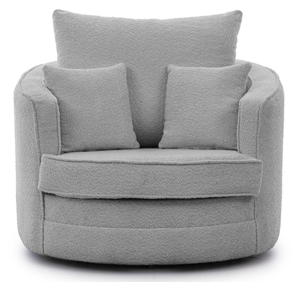 DREHSESSEL Ted aus Grau Boucle-Stoff - Schwarz/Grau, Holz/Textil (107/94/100cm) - S-Style Möbel