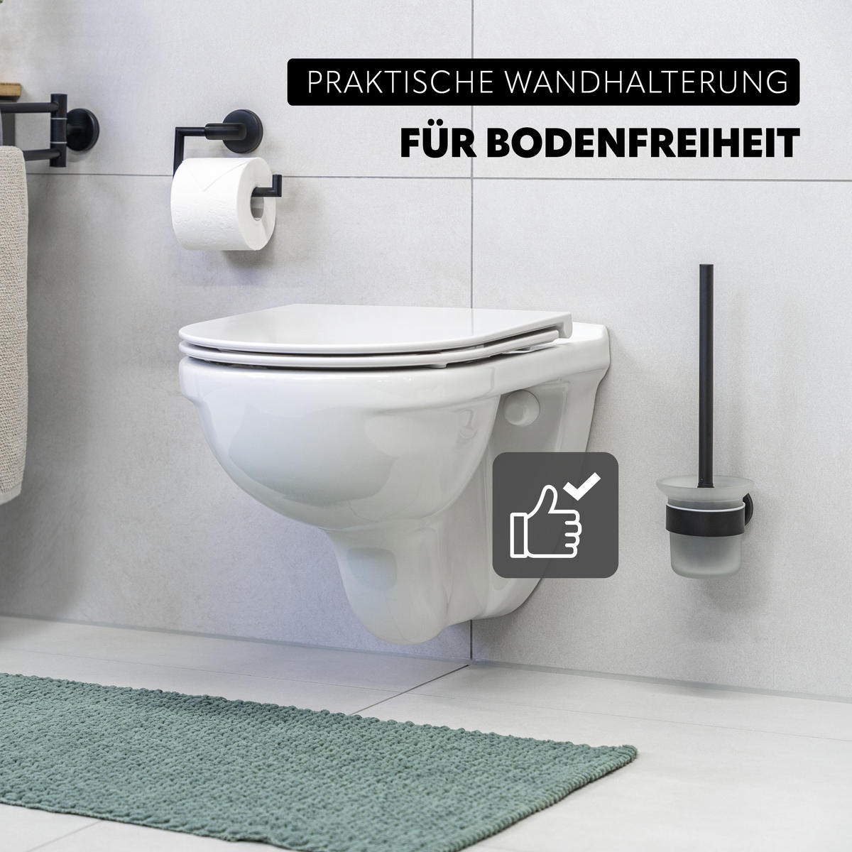 WC-GARNITUR PIAZZA BLACK, schwarz - Schwarz, Kunststoff (11.5/35/14.5cm) - bremermann