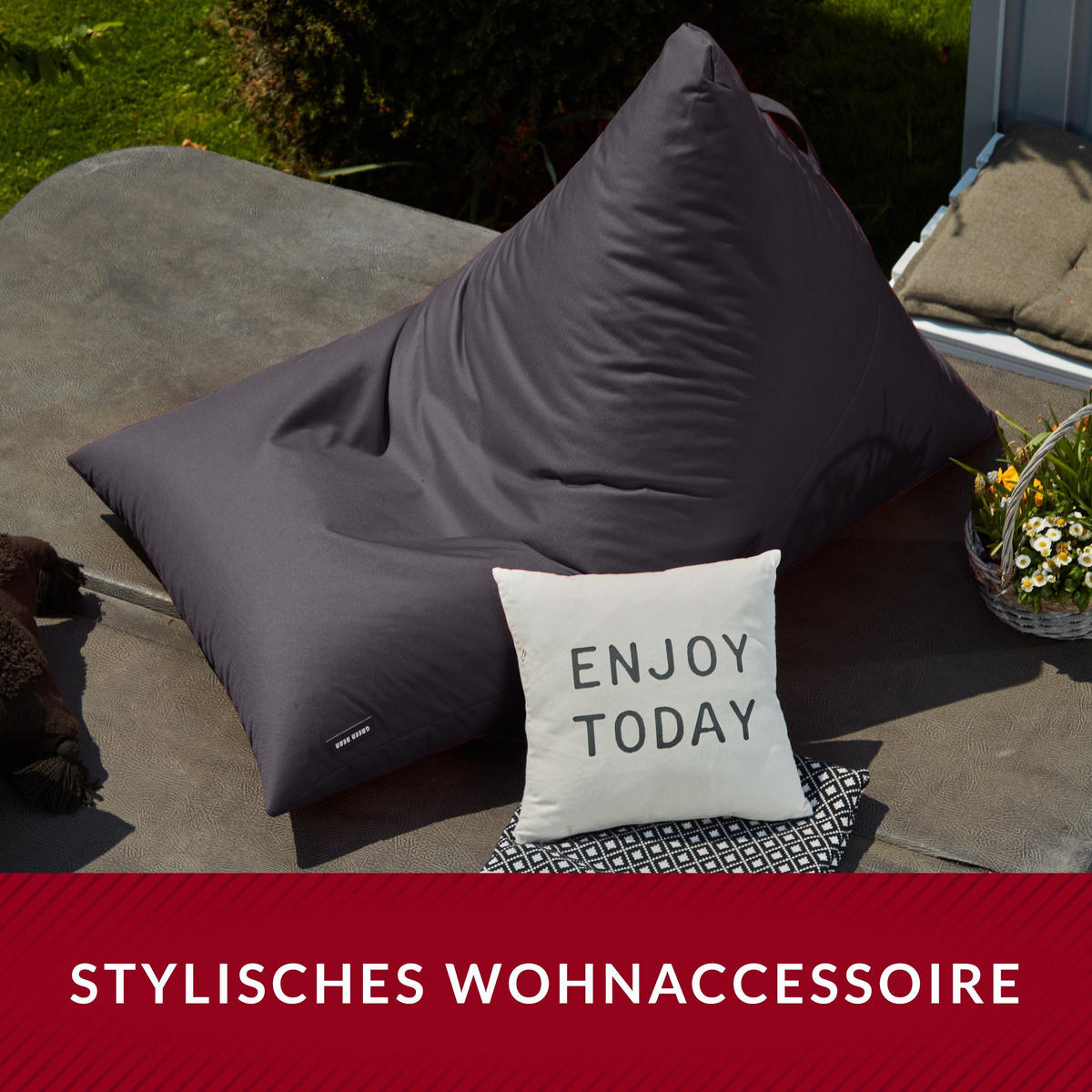 OUTDOOR SITZSACK Triangle 150x100x100cm - Anthrazit, Textil (100/100/150cm) - Green Bean