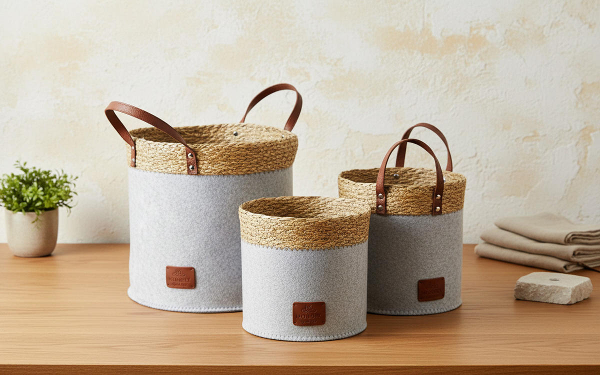 KORB Amparo 3er Set grau 28/28/28cm Stoff - Grau, Kunststoff (28/28/28cm) - Mondex