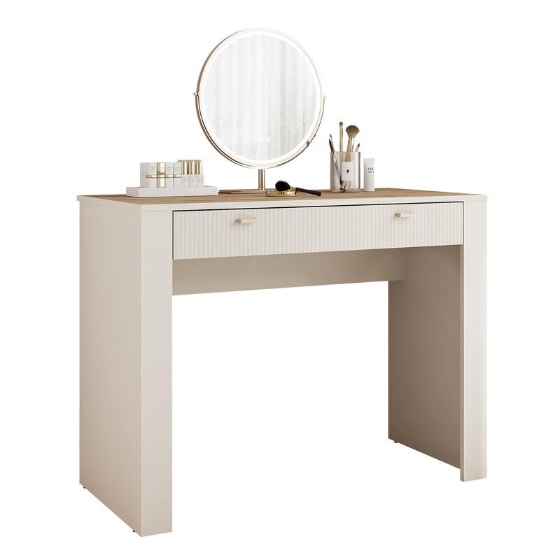 SCHMINKTISCH AVENA mit 2 Schubladen, 102 cm Kaschmir/Eiche - Kaschmir, Holzwerkstoff/Kunststoff (102/79/50cm) - Idohome