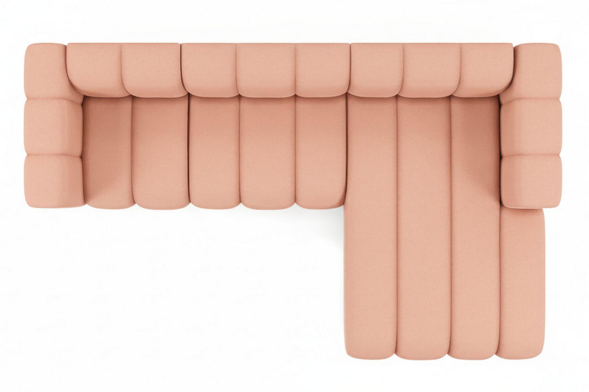 ECKSOFA L-Form Grand L 287 cm, Veloursstoff Salvador, Rosa, Rechts - Rosa, Holz (287/179cm) - Kaiser Möbel