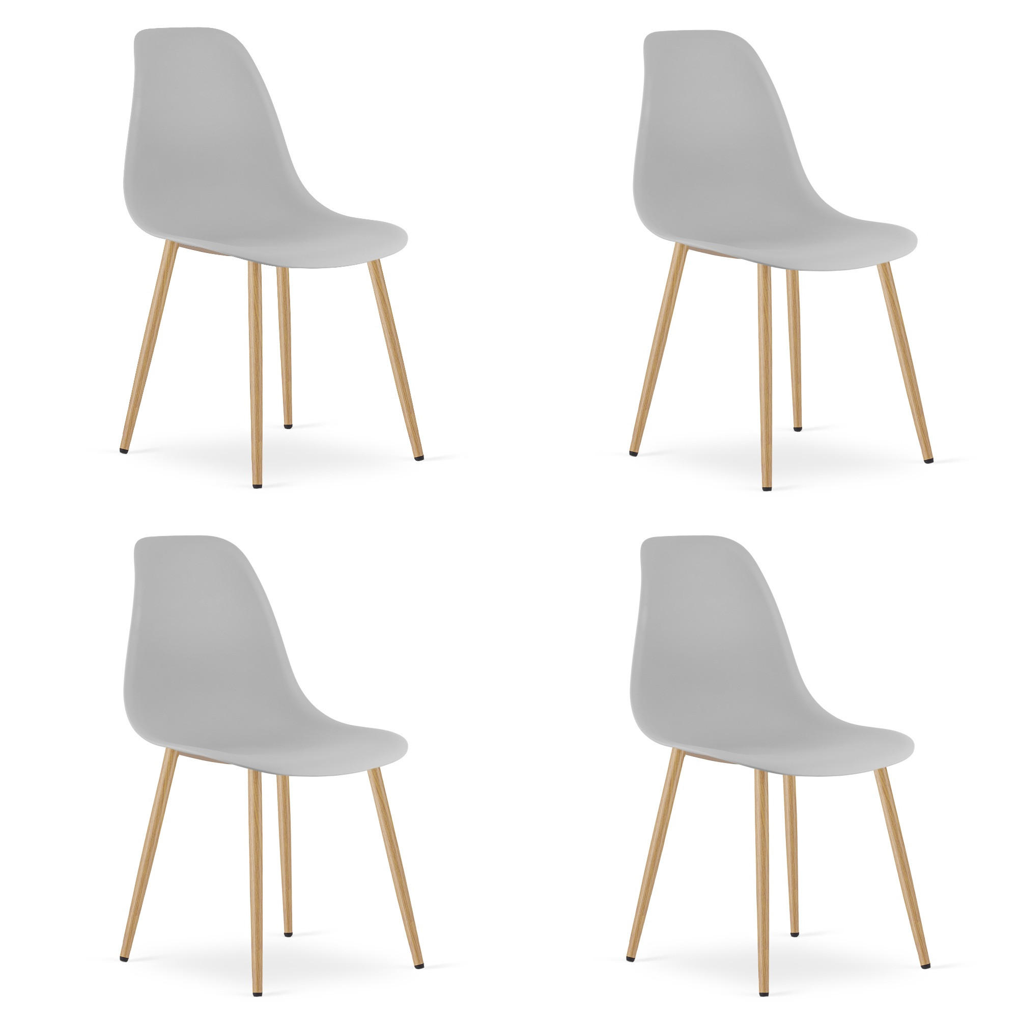 ESSZIMMERSTUHL 4-er Set KALEO grauer Sitz, natürliche Beine - Naturfarben/Grau, Kunststoff (46/84/51cm) - Valora