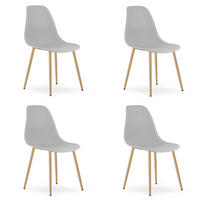 ESSZIMMERSTUHL 4-er Set KALEO grauer Sitz, natürliche Beine - Naturfarben/Grau, Kunststoff (46/84/51cm) - Valora