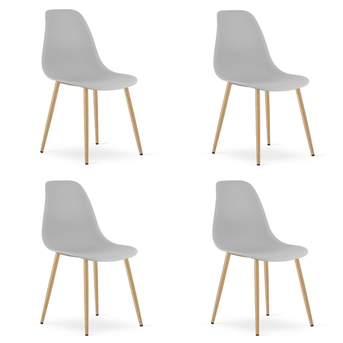 ESSZIMMERSTUHL 4-er Set KALEO grauer Sitz, natürliche Beine - Naturfarben/Grau, Kunststoff (46/84/51cm) - Valora