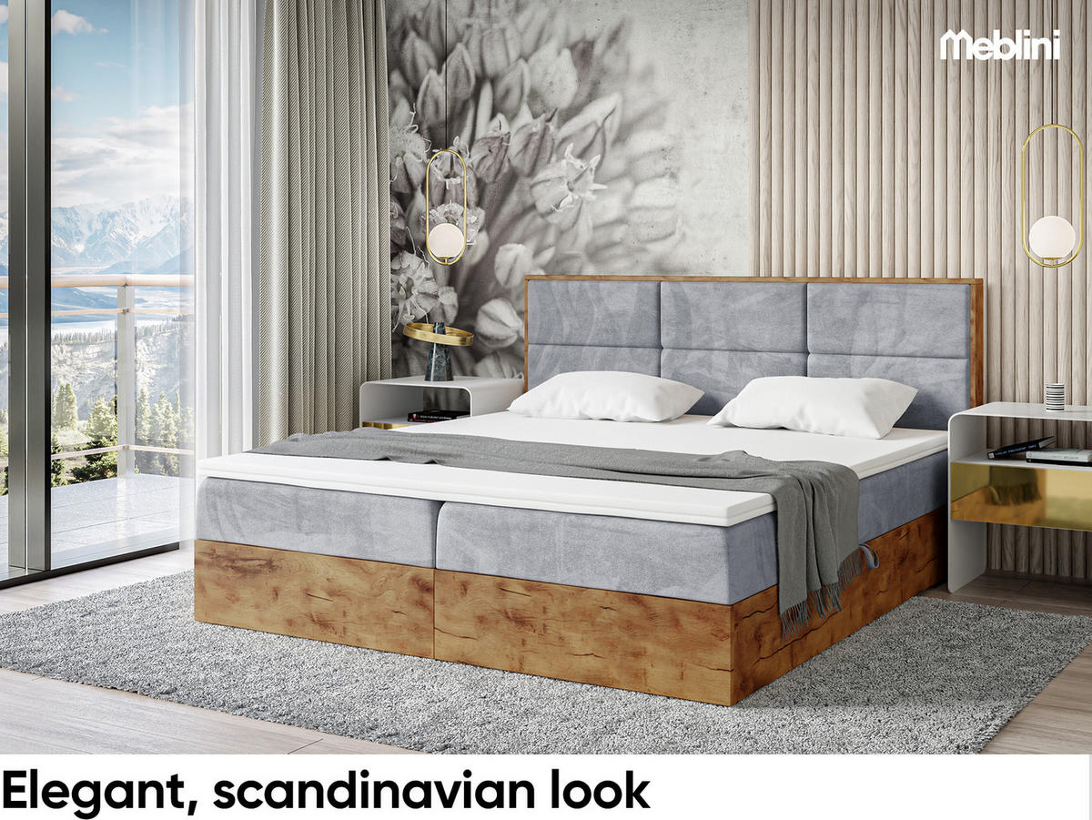 BOXBETT Lofty 2 - Hellgrau/Schwarz, Holzwerkstoff/Textil (120/200cm) - Meblini