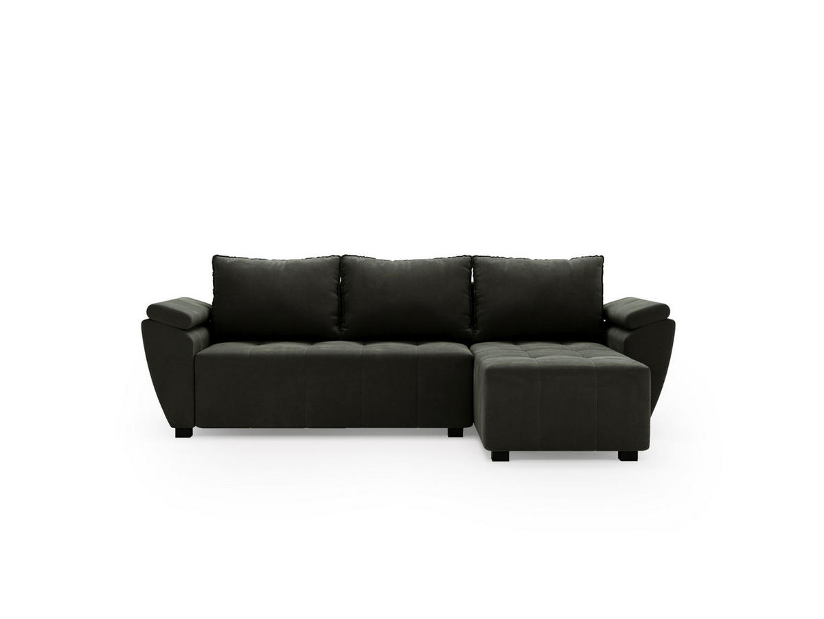 ECKSOFA ZEUS L Monolith 92 Rechts mit Schlaffunktion - Dunkelgrau, Textil (251/140cm) - Bedante