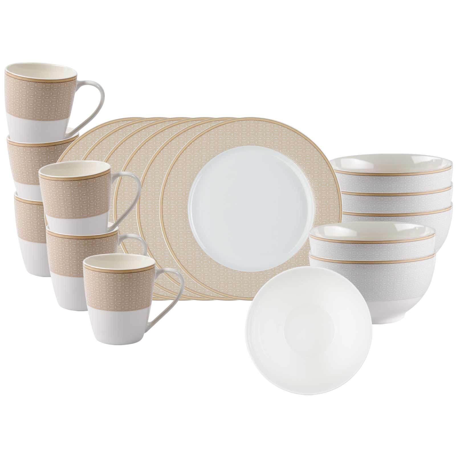 FRÜHSTÜCKSSERVICE Geo beige 18er Set - Beige, Keramik (2/2/2cm) - Ritzenhoff Breker